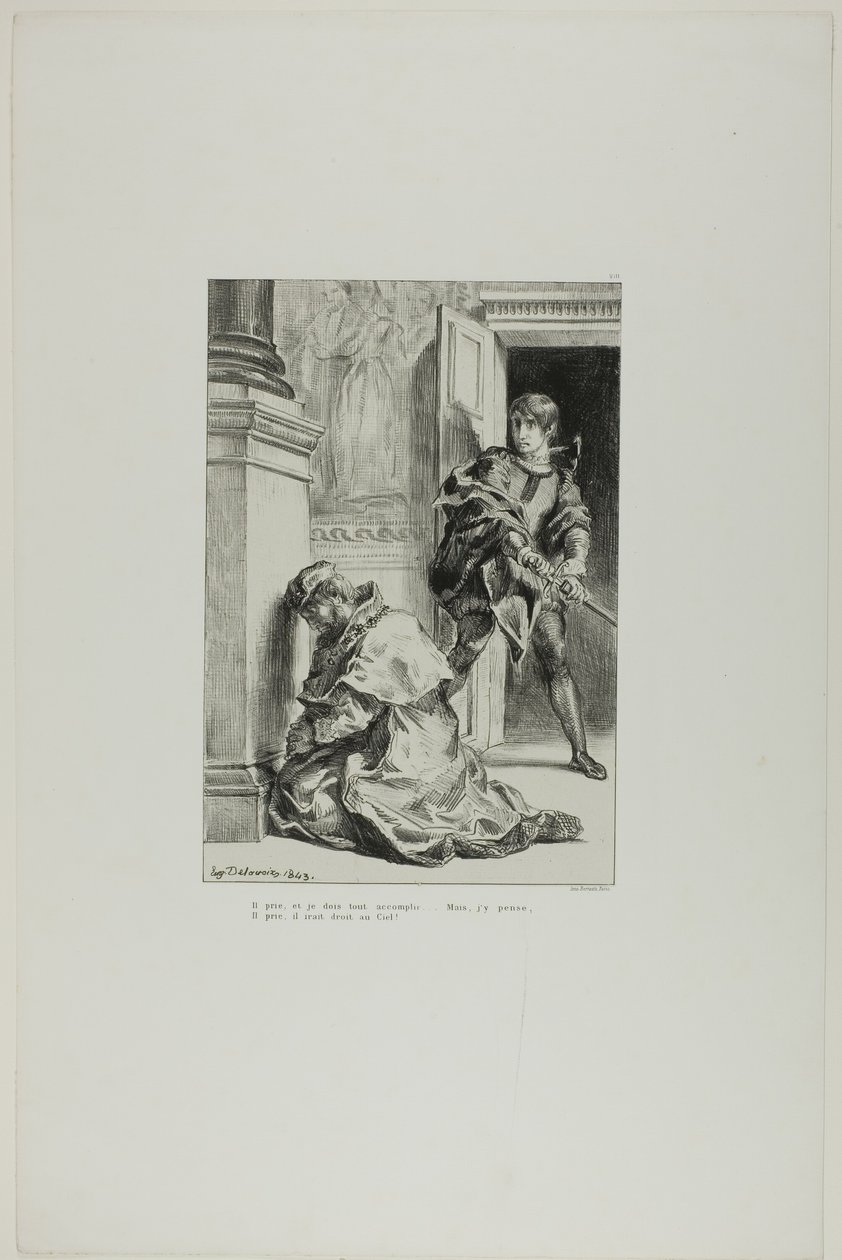 Hamlet tente de tuer le roi, planche 8 de Hamlet - Eugène Delacroix
