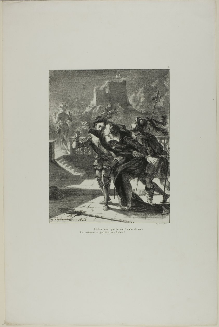 Hamlet à la poursuite du fantôme de son père, planche 2 de Hamlet - Eugène Delacroix