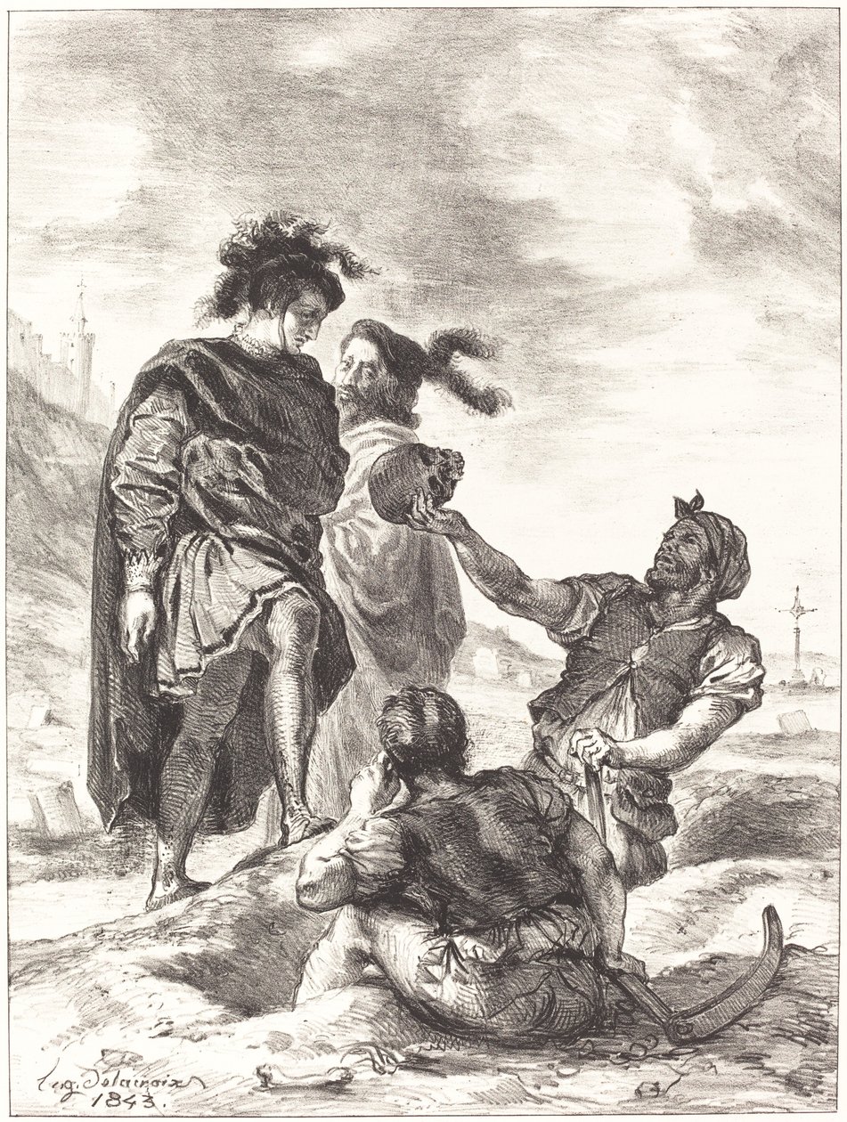 Hamlet et Horatio devant les fossoyeurs Acte V, Scène I, 1843 - Eugène Delacroix