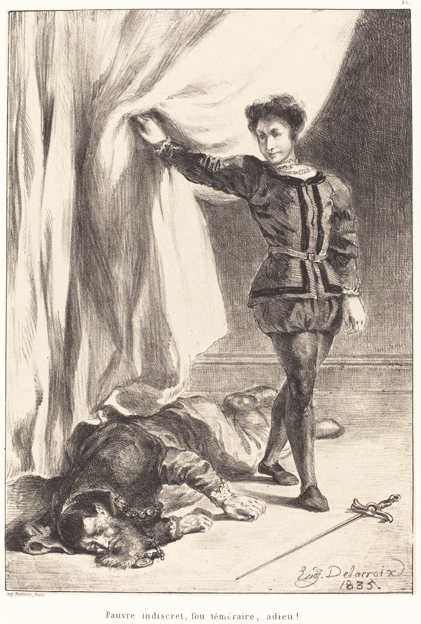 Hamlet et le corps de Polonius (Acte III, Scène IV) - Eugène Delacroix