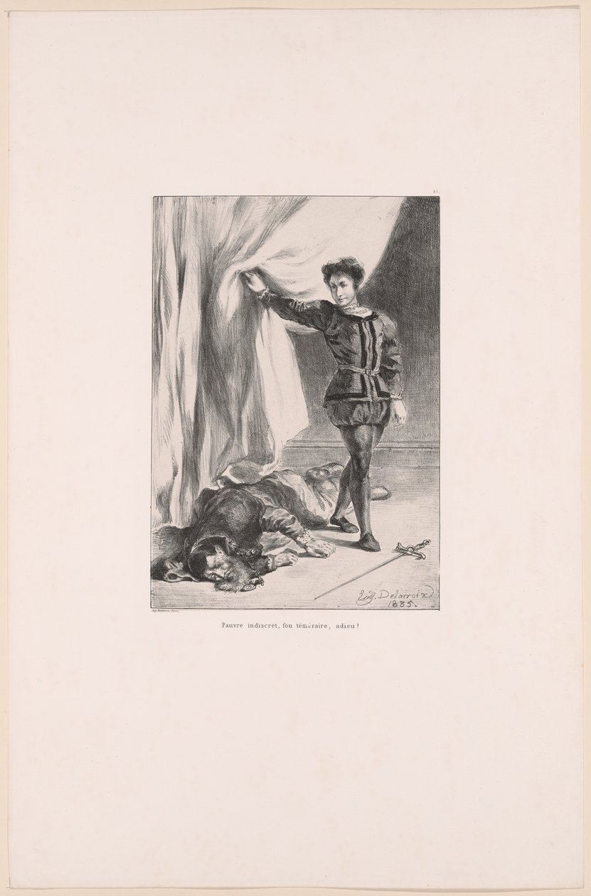 Hamlet et le corps de Polonius, planche 11 de Hamlet - Eugène Delacroix