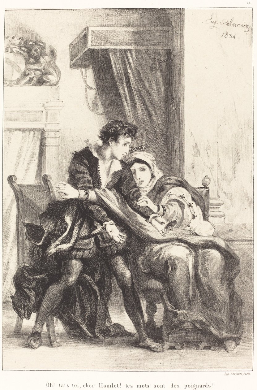 Hamlet et la Reine Acte III, Scène IV, 1834 - Eugène Delacroix