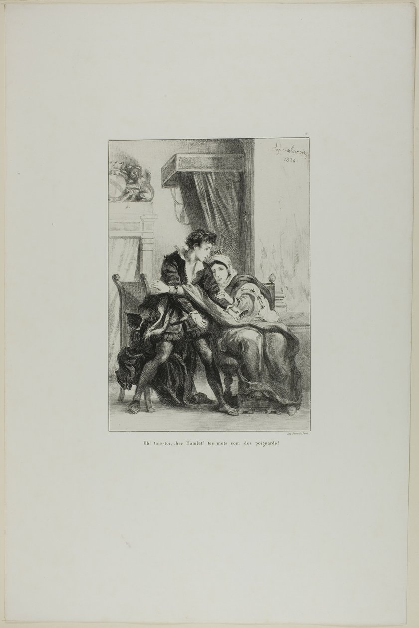 Hamlet et la reine, planche 10 de Hamlet - Eugène Delacroix