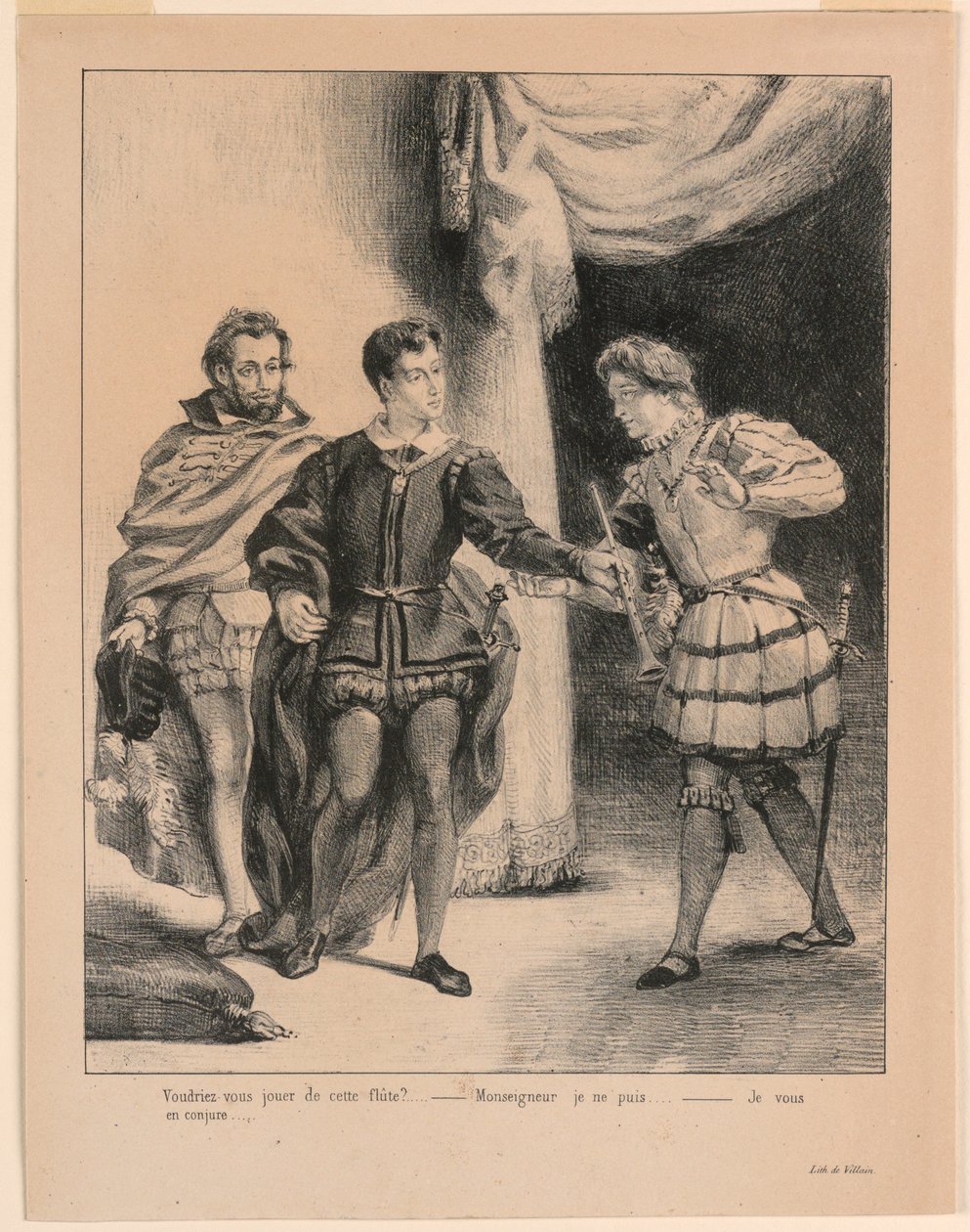 Illustration pour Hamlet : Hamlet et Guildenstern (III,2) - Eugène Delacroix