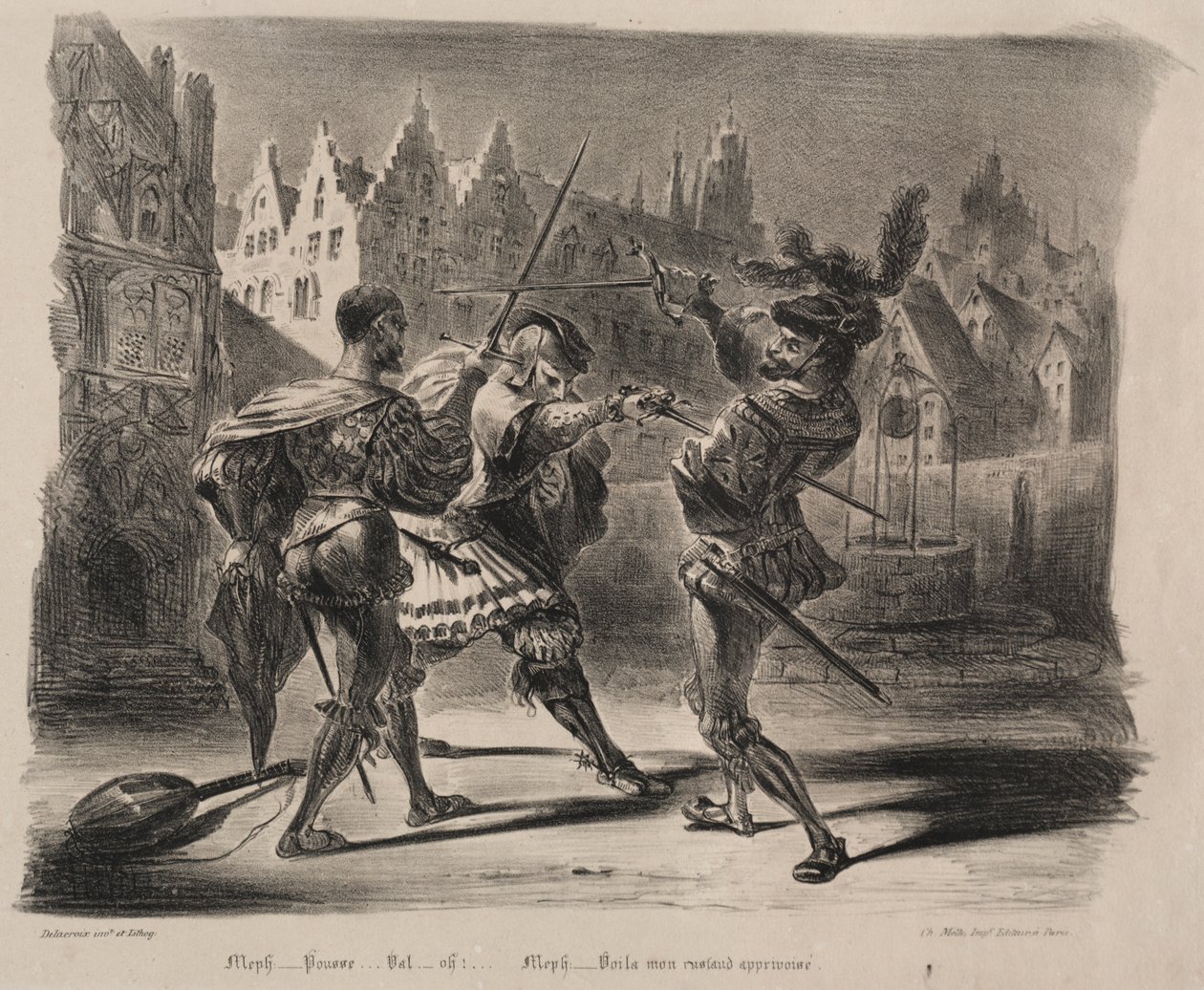 Illustrations pour Faust : Duel de Faust et de Valentin - Eugène Delacroix