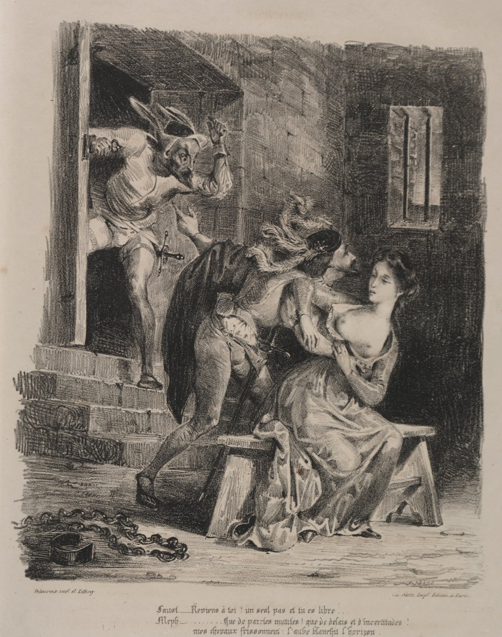 Illustrations pour Faust : Faust dans la prison de Marguerite - Eugène Delacroix