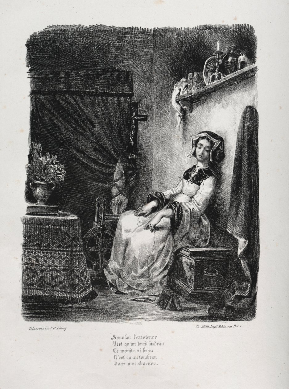 Illustrations pour Faust : Marguerite avec la roue - Eugène Delacroix