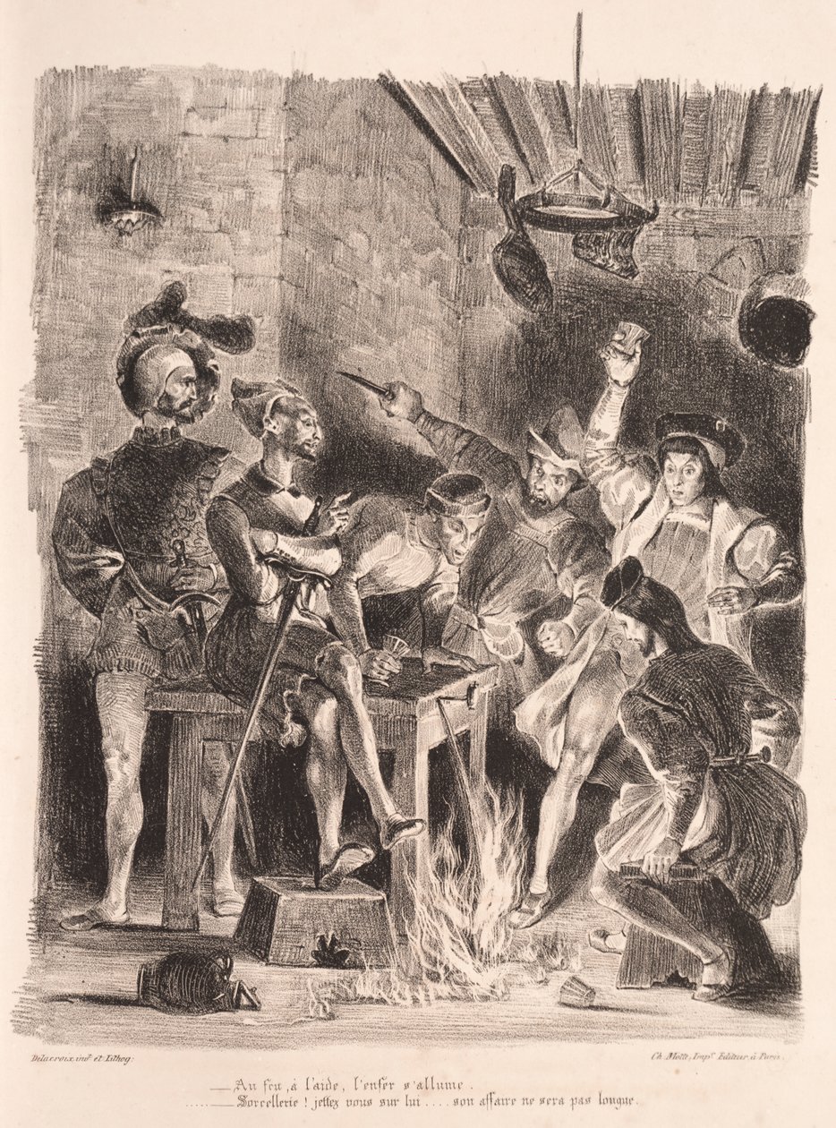Illustrations pour Faust : Méphistophélès dans la taverne des étudiants - Eugène Delacroix