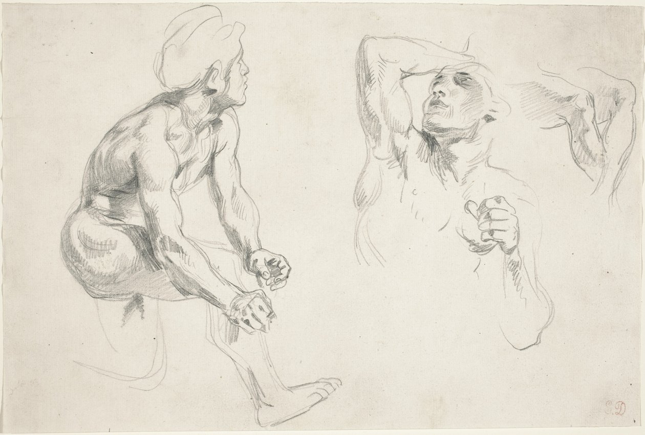 Nu masculin posant pour les figures dans la "Frise de la Guerre" - Eugène Delacroix