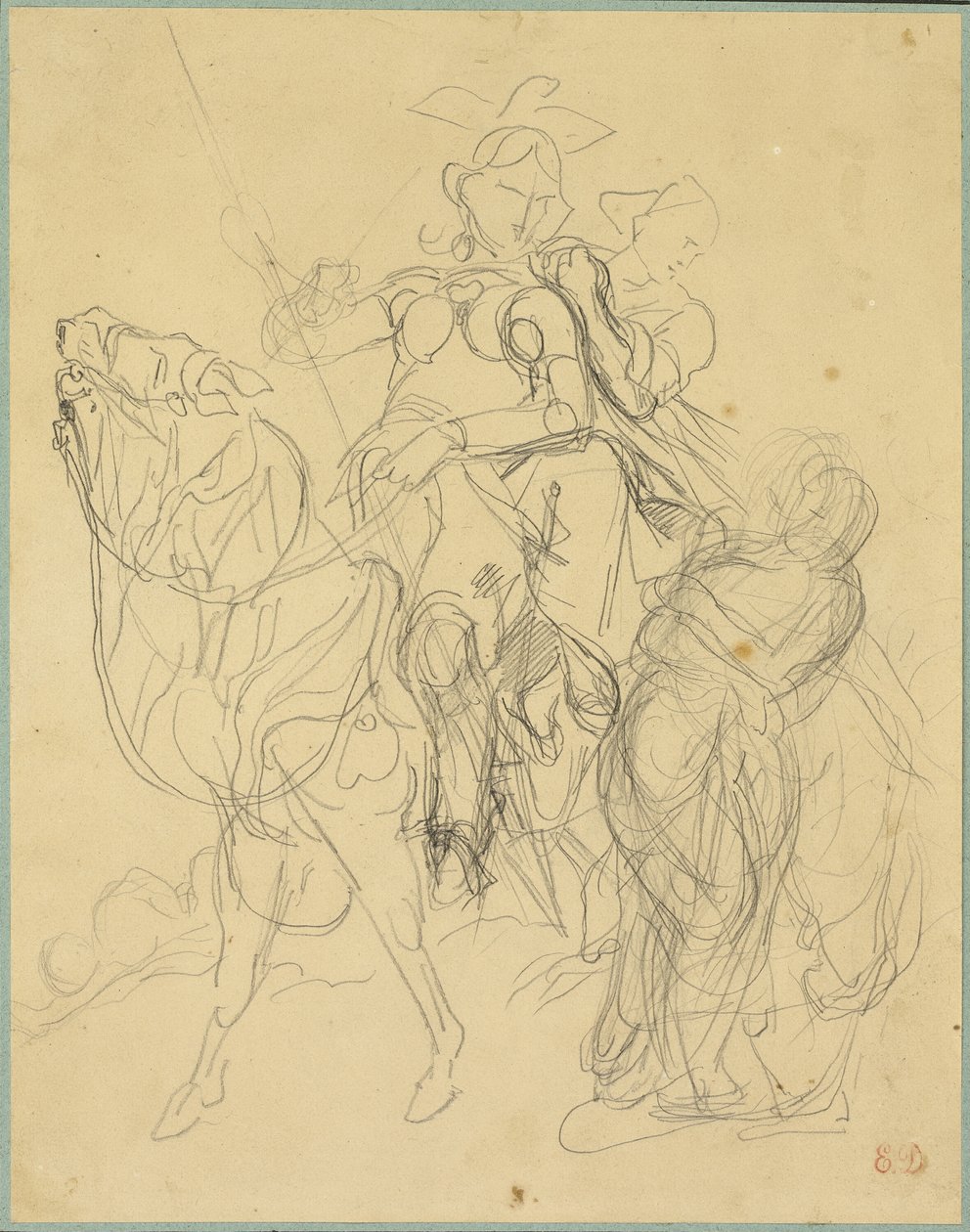 Étude pour Marphise et la maîtresse de Pinabel - Eugène Delacroix
