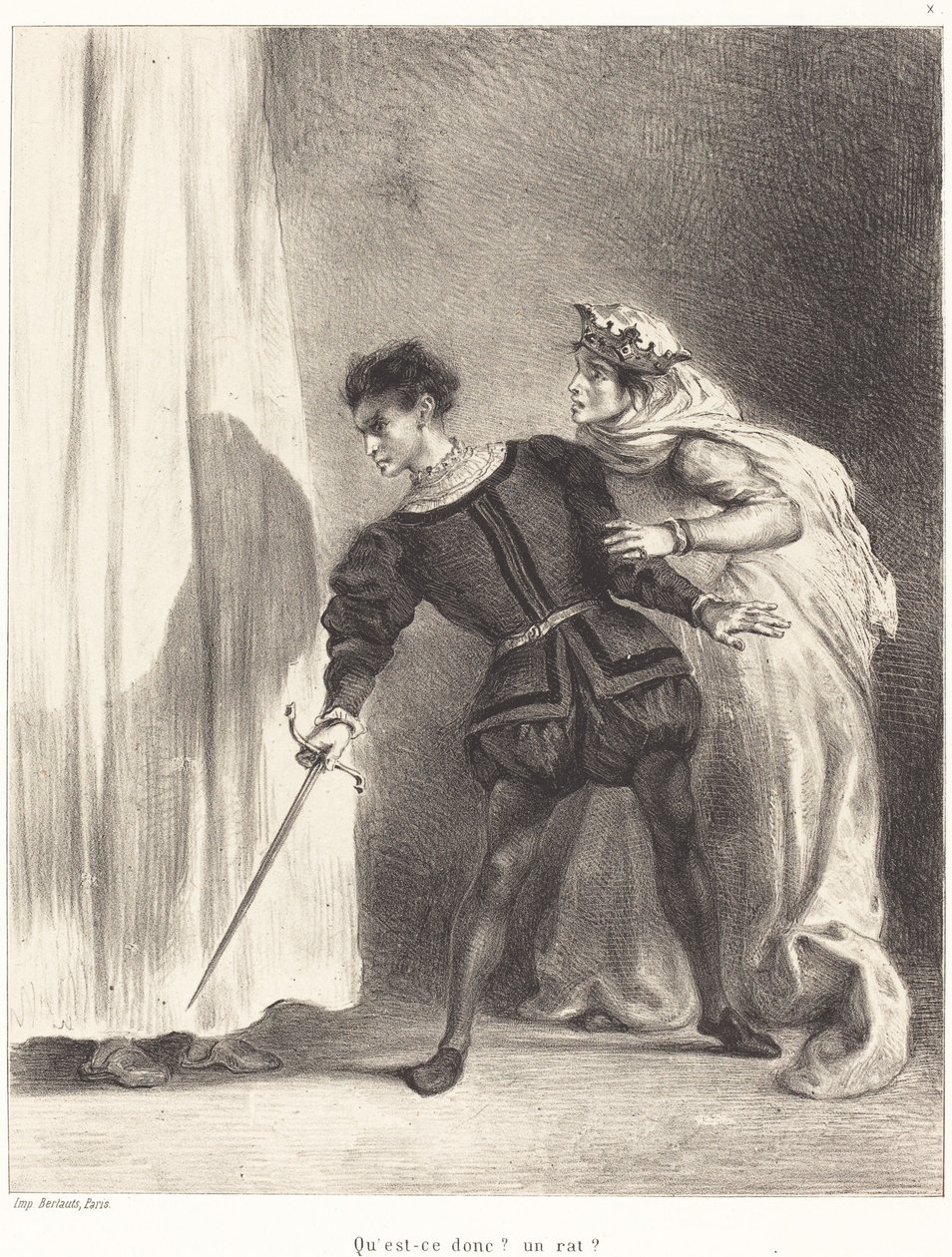 Le meurtre de Polonius (Acte III, Scène IV) - Eugène Delacroix