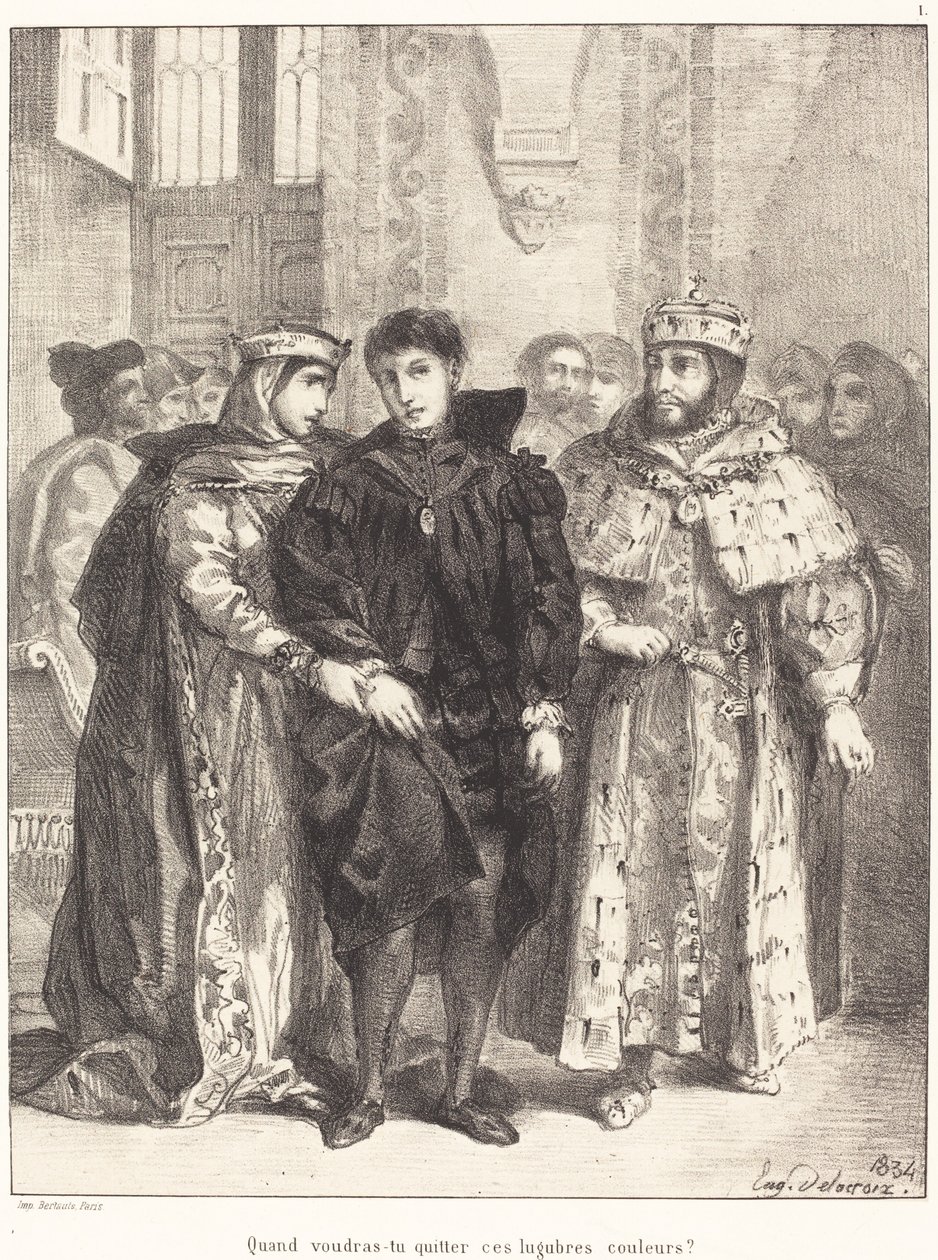 La Reine essaie de consoler Hamlet Acte I, Scène II - Eugène Delacroix