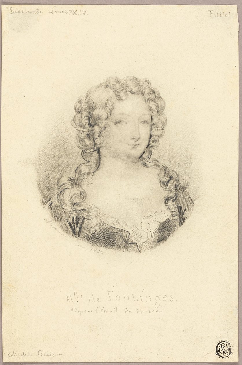 Portrait en médaillon de Mlle de Fontanges - Eugène François Marie Joseph Devéria