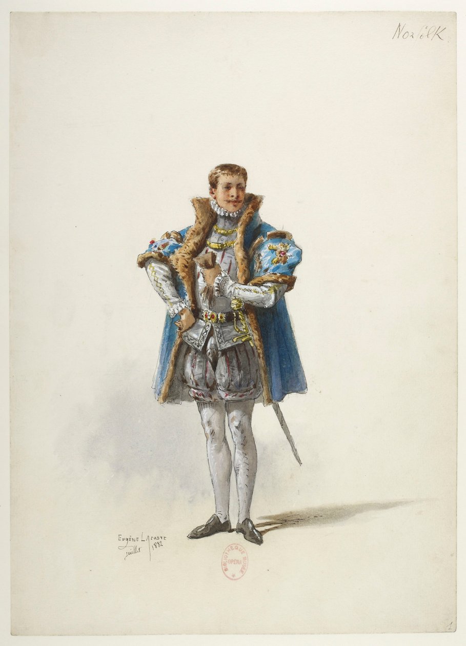 Btv1b84558104 01 - Saint-Saëns - Henry VIII - Maquettes de costumes - Lacoste - 1. Le duc de Norfolk - Eugene Lacoste