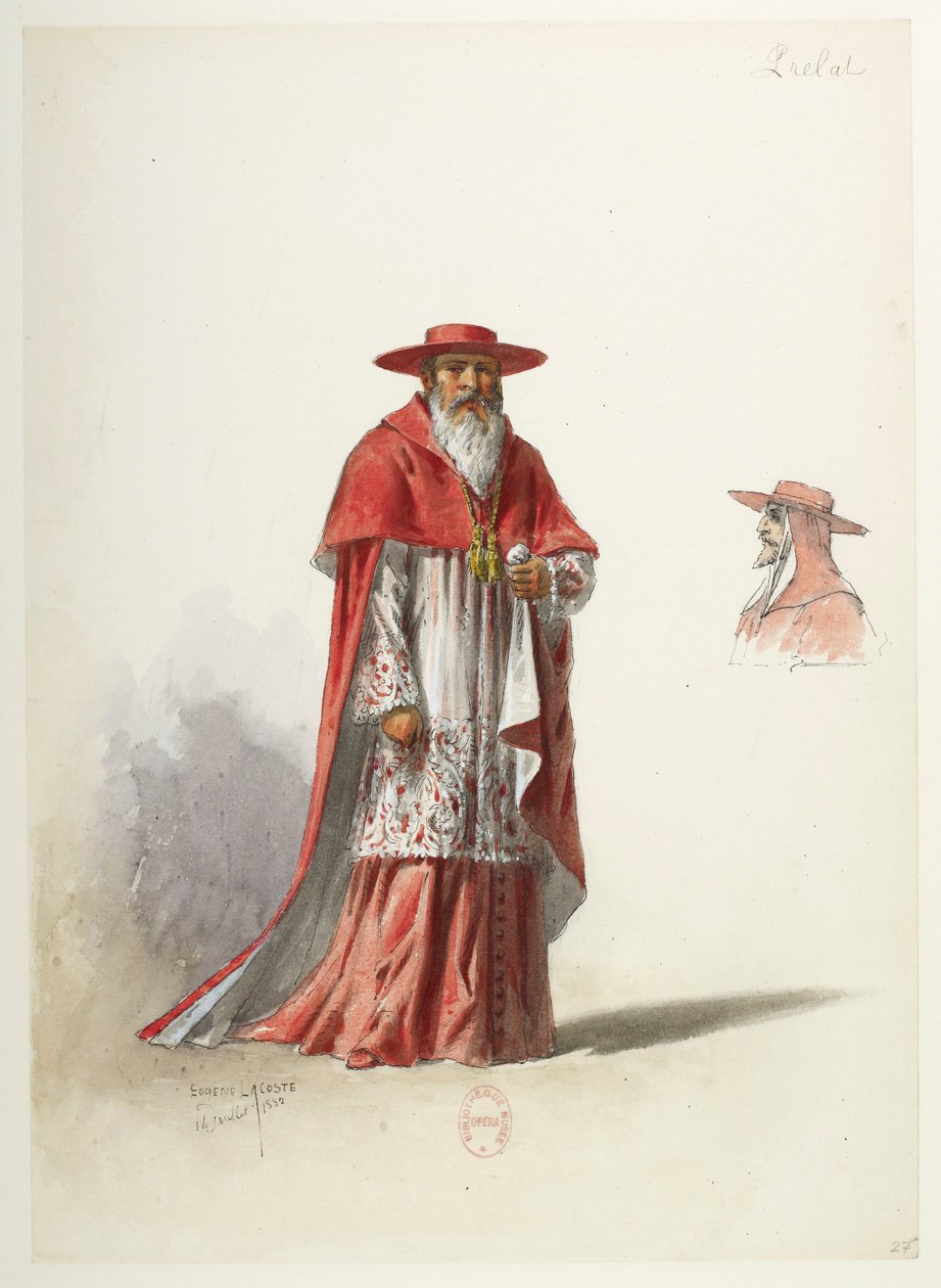 Btv1b84558104 27 - Saint-Saëns - Henry VIII - Maquettes de costumes - Lacoste - 27. Prélat - Eugene Lacoste