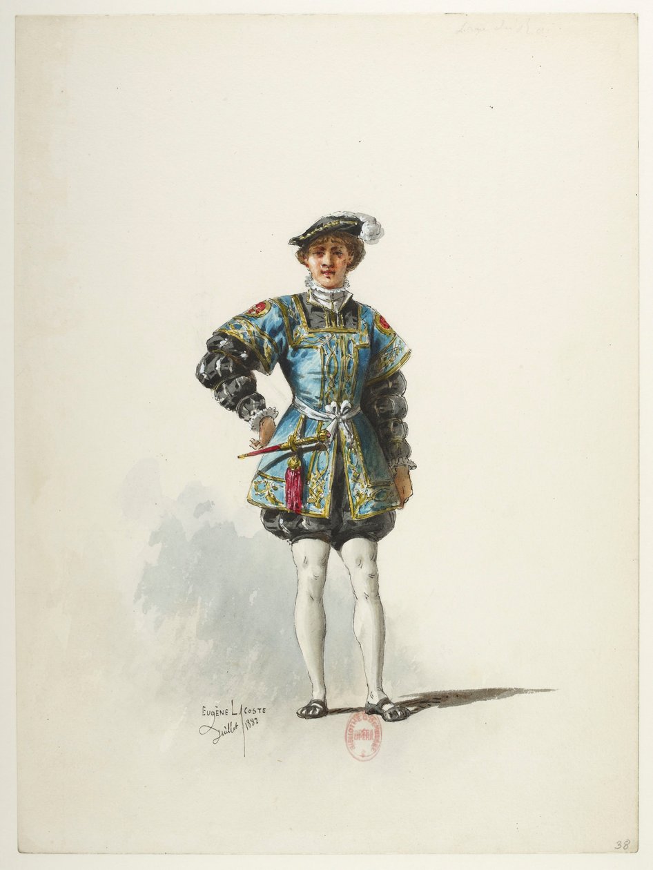 Btv1b84558104 38 - Saint-Saëns - Henry VIII - Maquettes de costumes - Lacoste - 38. Page du roi - Eugene Lacoste