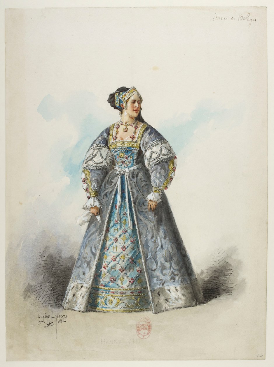 Btv1b84558104 65 - Saint-Saëns - Henry VIII - Dessins de costumes - Lacoste - 63. Anne de Boleyn - Eugene Lacoste