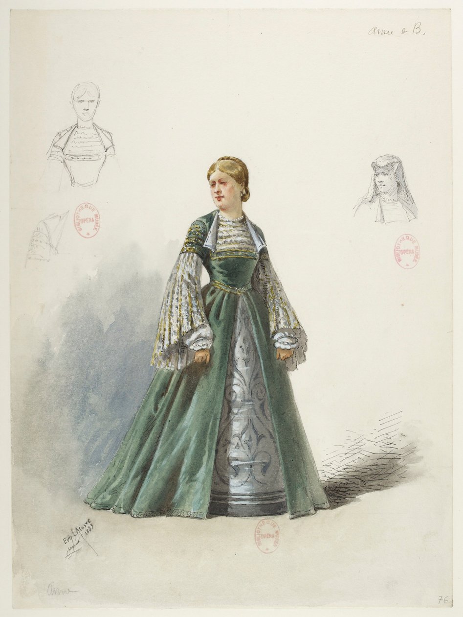 Btv1b84558104 80 - Saint-Saëns - Henry VIII - Maquettes de costumes - Lacoste - 76. Anne de Boleyn - Eugene Lacoste