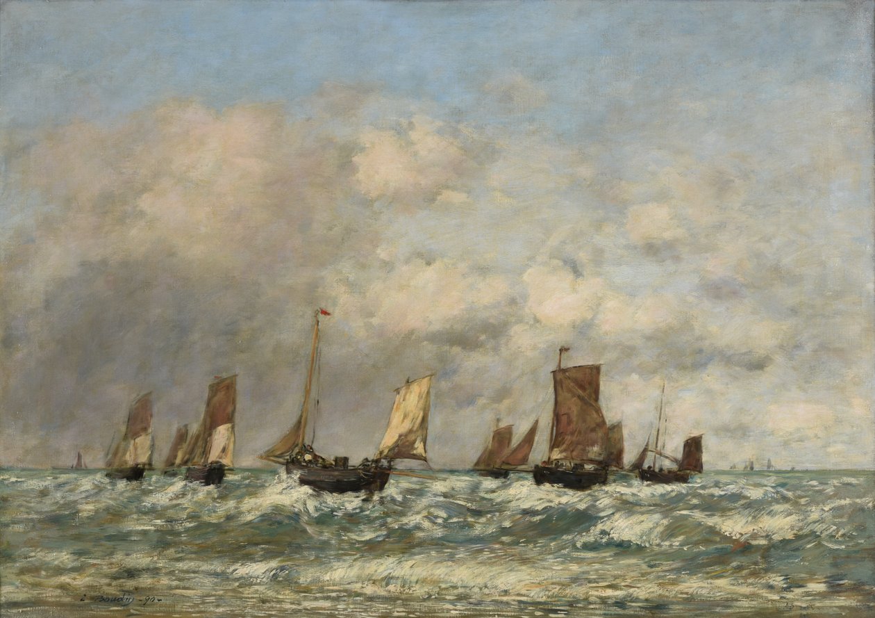 Berck : le départ des barques - Eugene Louis Boudin