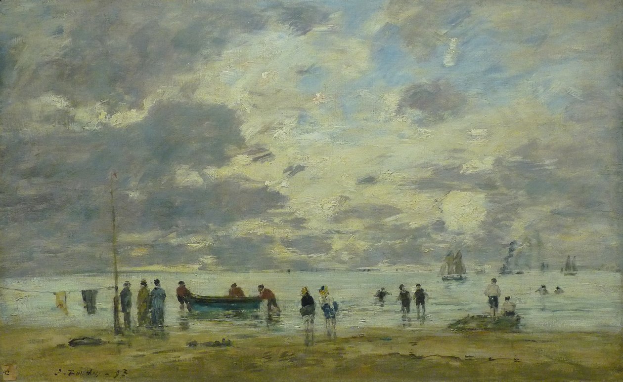Français :  Plage de Deauville Beach of Deauville - Eugene Louis Boudin
