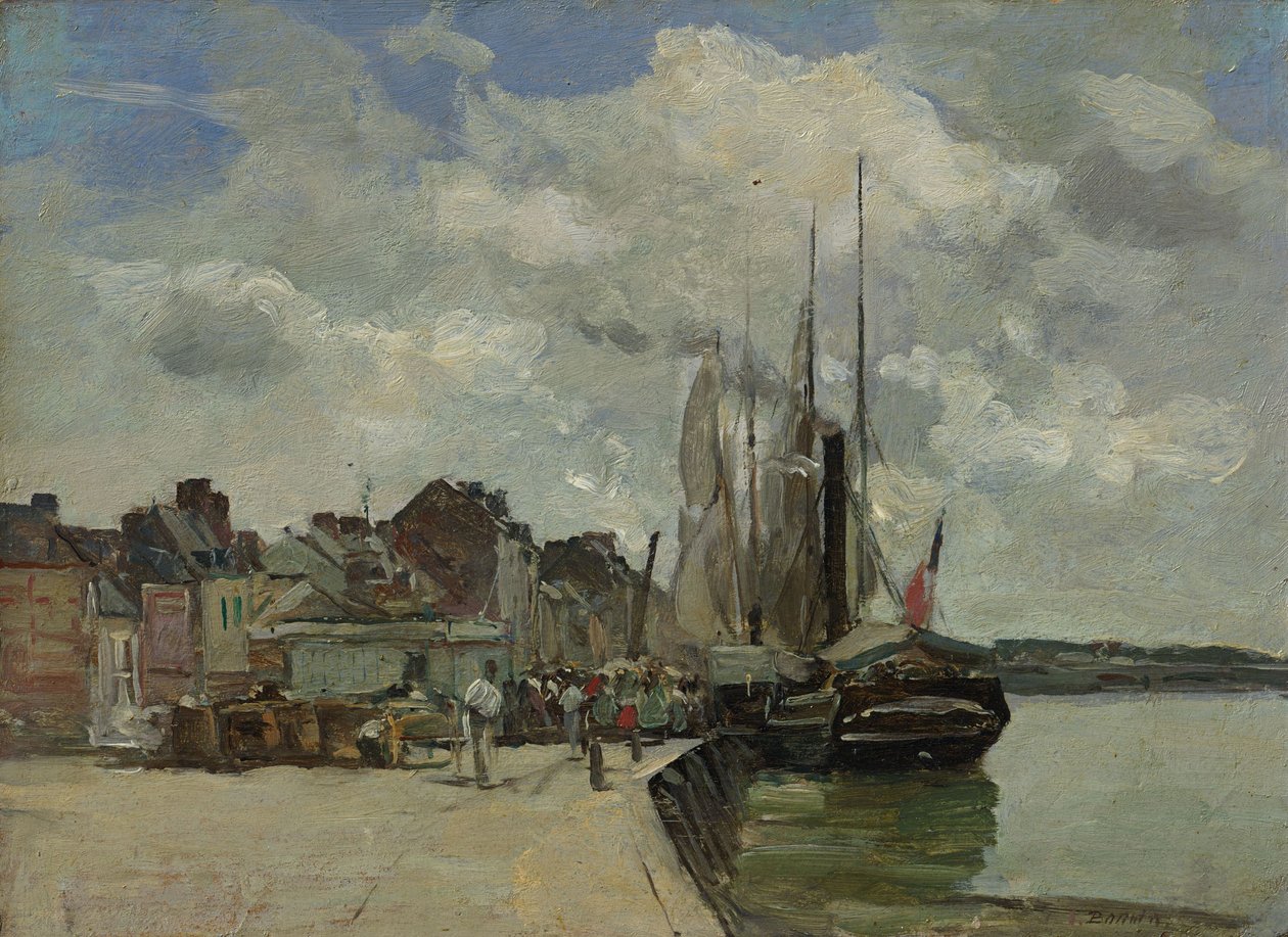 French : Honfleur. Le port de Honfleur : The Port - Eugene Louis Boudin