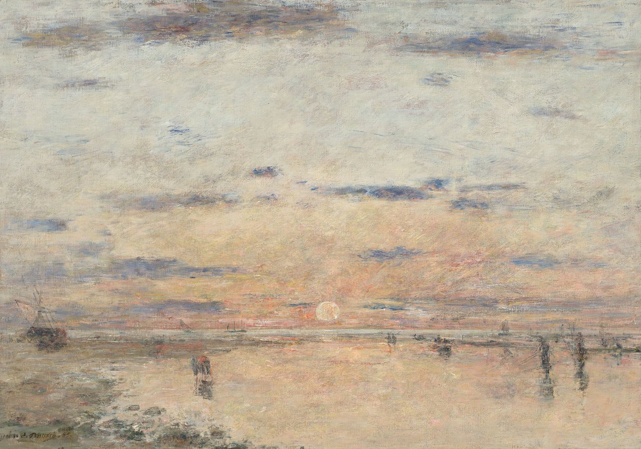 French : Le Havre. Coucher de soleil sur la mer Le Havre : Sunset on the Sea - Eugene Louis Boudin