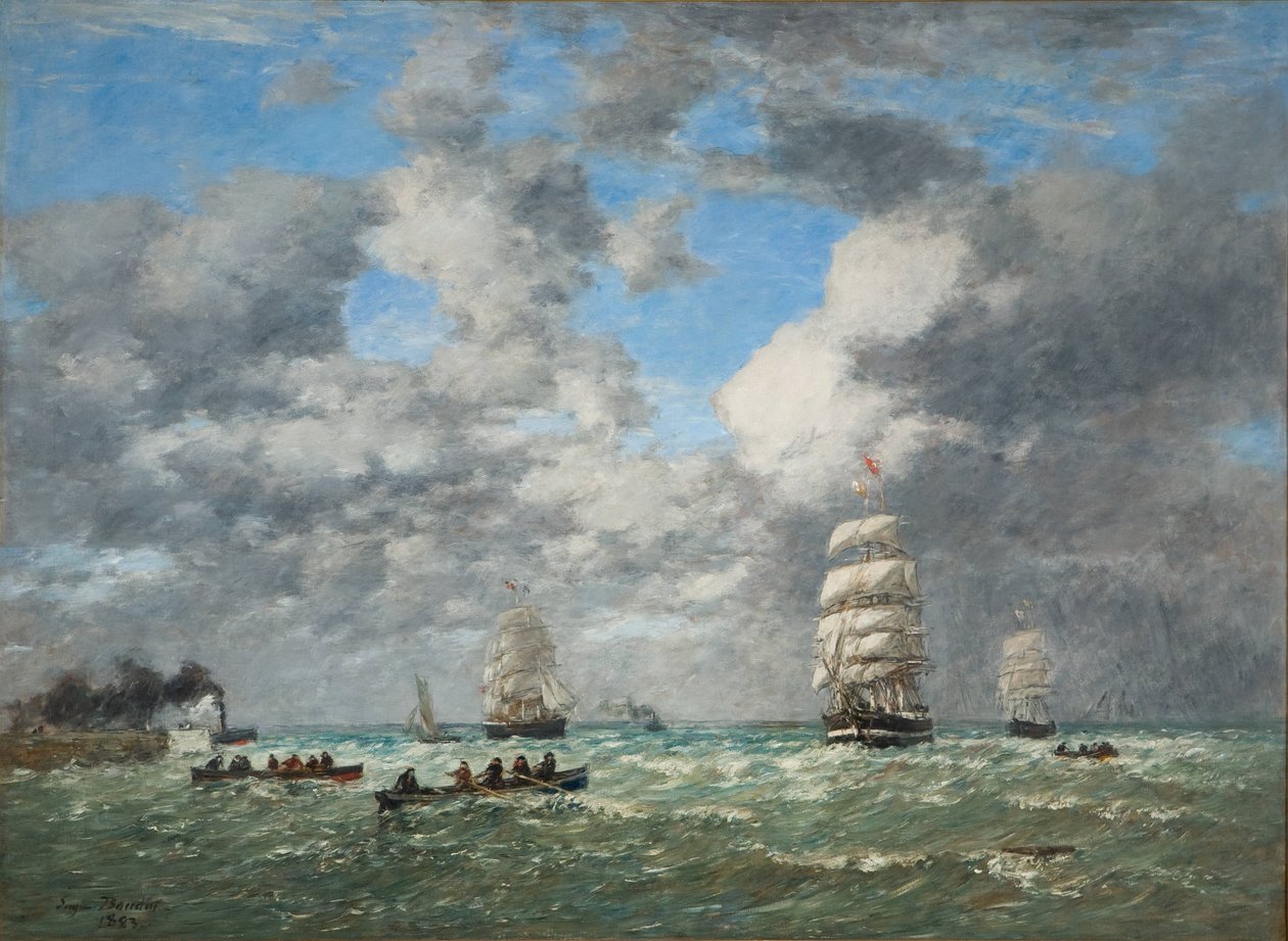 Leaving the Port of Le Havre / Shipping (Le Havre, sortie du port) - Eugene Louis Boudin
