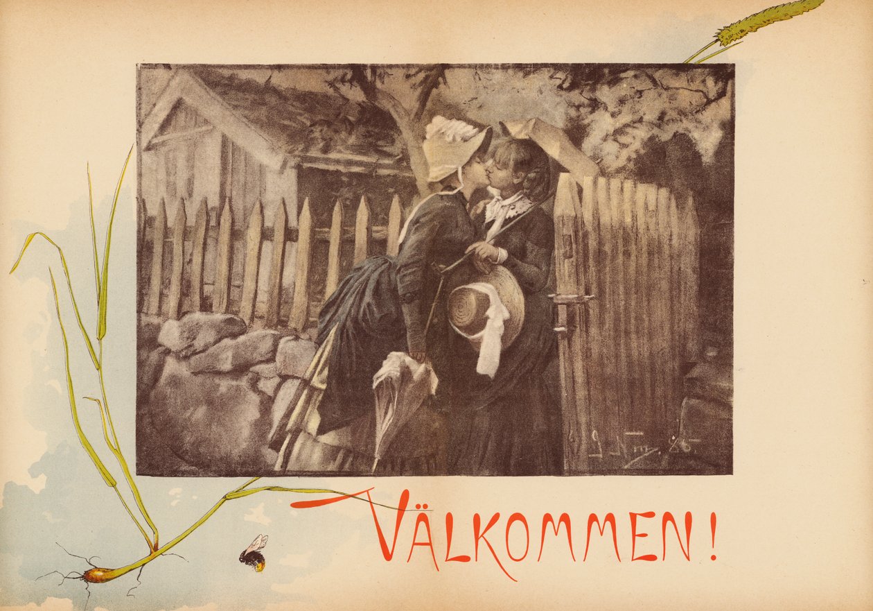 Un baiser de bienvenue (lithographie couleur) - European School