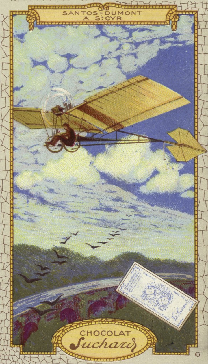 Alberto Santos-Dumont à St Cyr, France (chromolitho) - European School