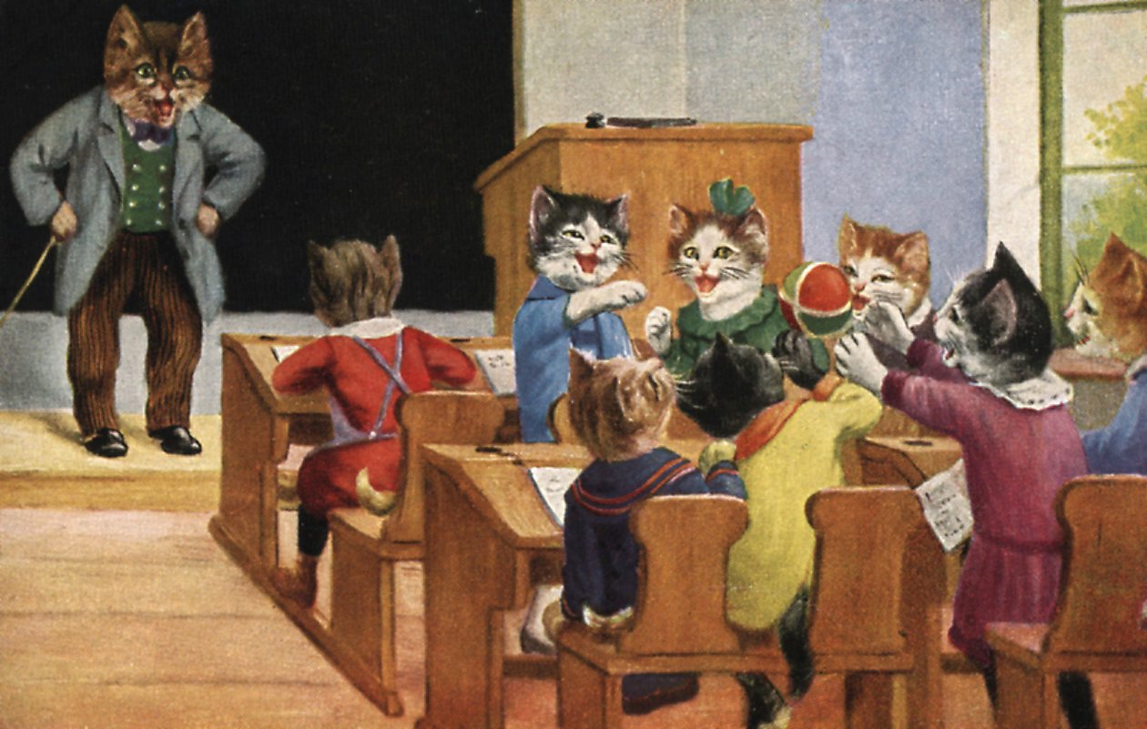 Classe de chats (lithographie couleur) - European School