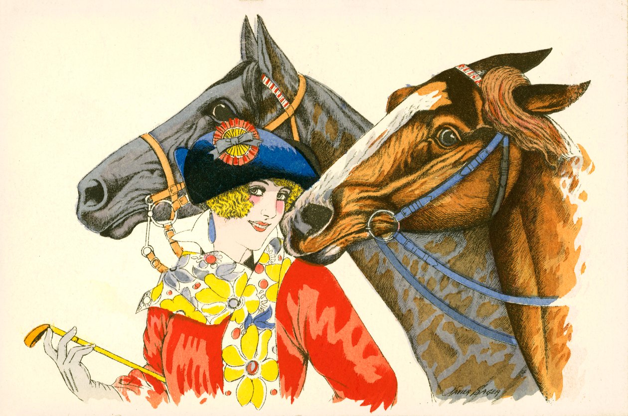 Femme coquette, habillée de couleurs vives, coiffée d