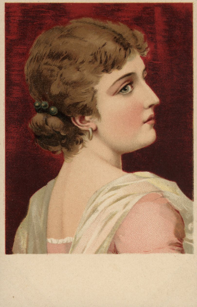 Fille en robe rose (lithographie couleur) - European School