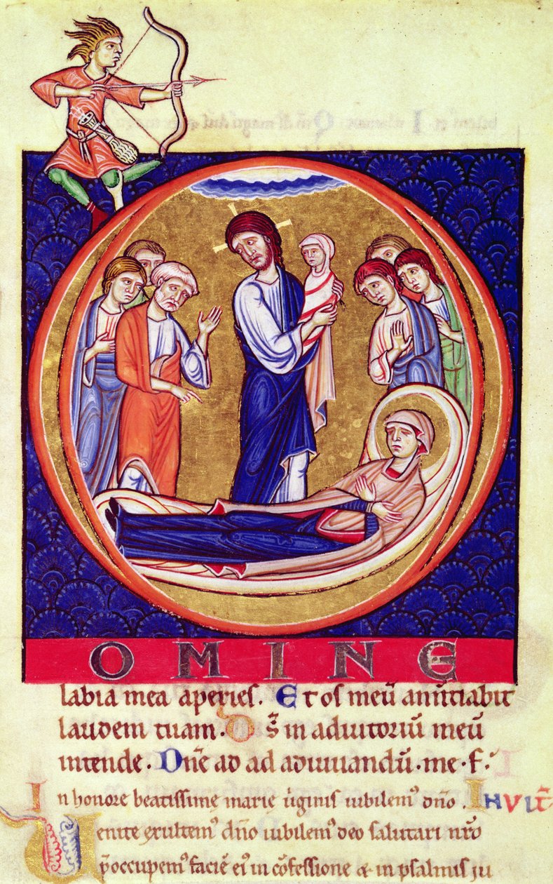 Initiale historiée représentant la mort de la Vierge, d