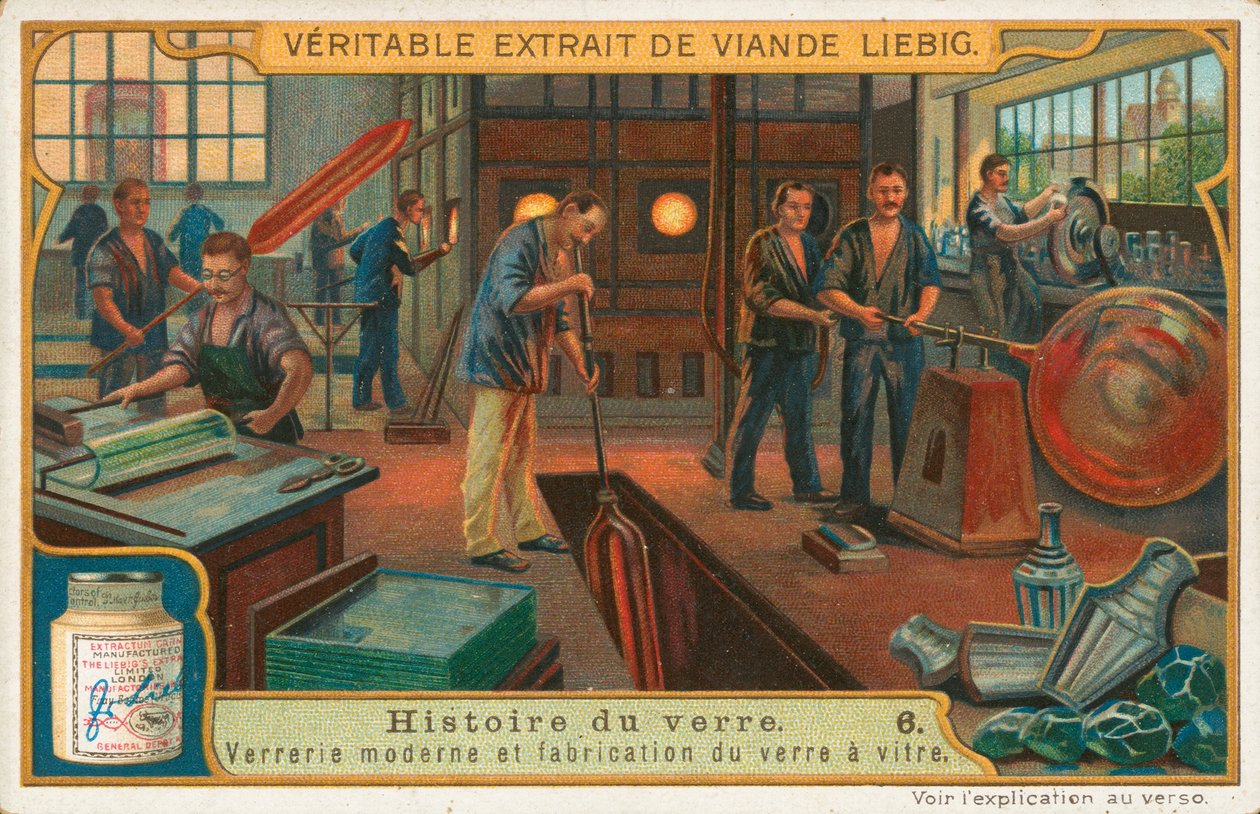Histoire du verre, carte de Liebig, début du 20e siècle (chromo) - European School
