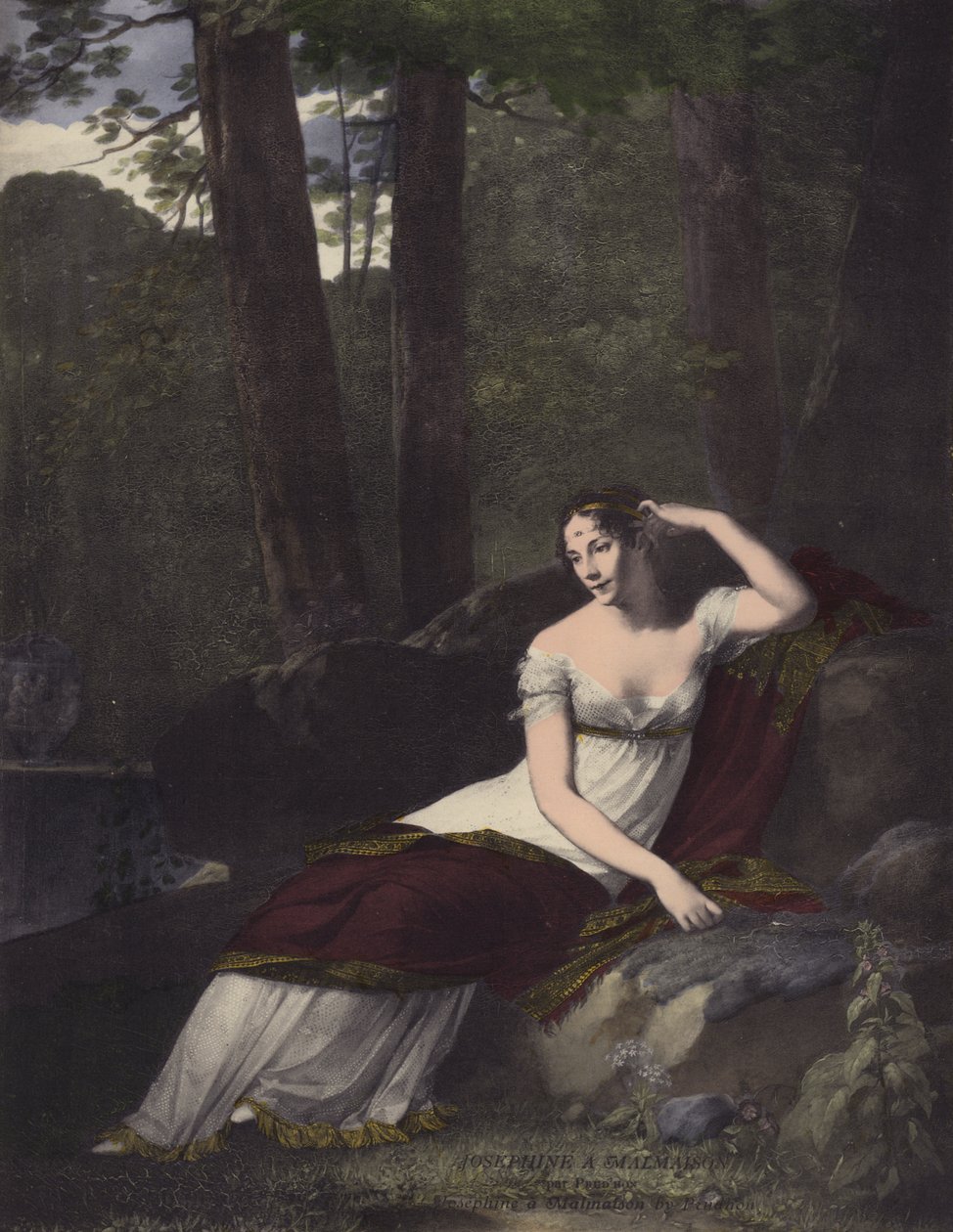 Josephine a Malmaison (colour litho) - European School