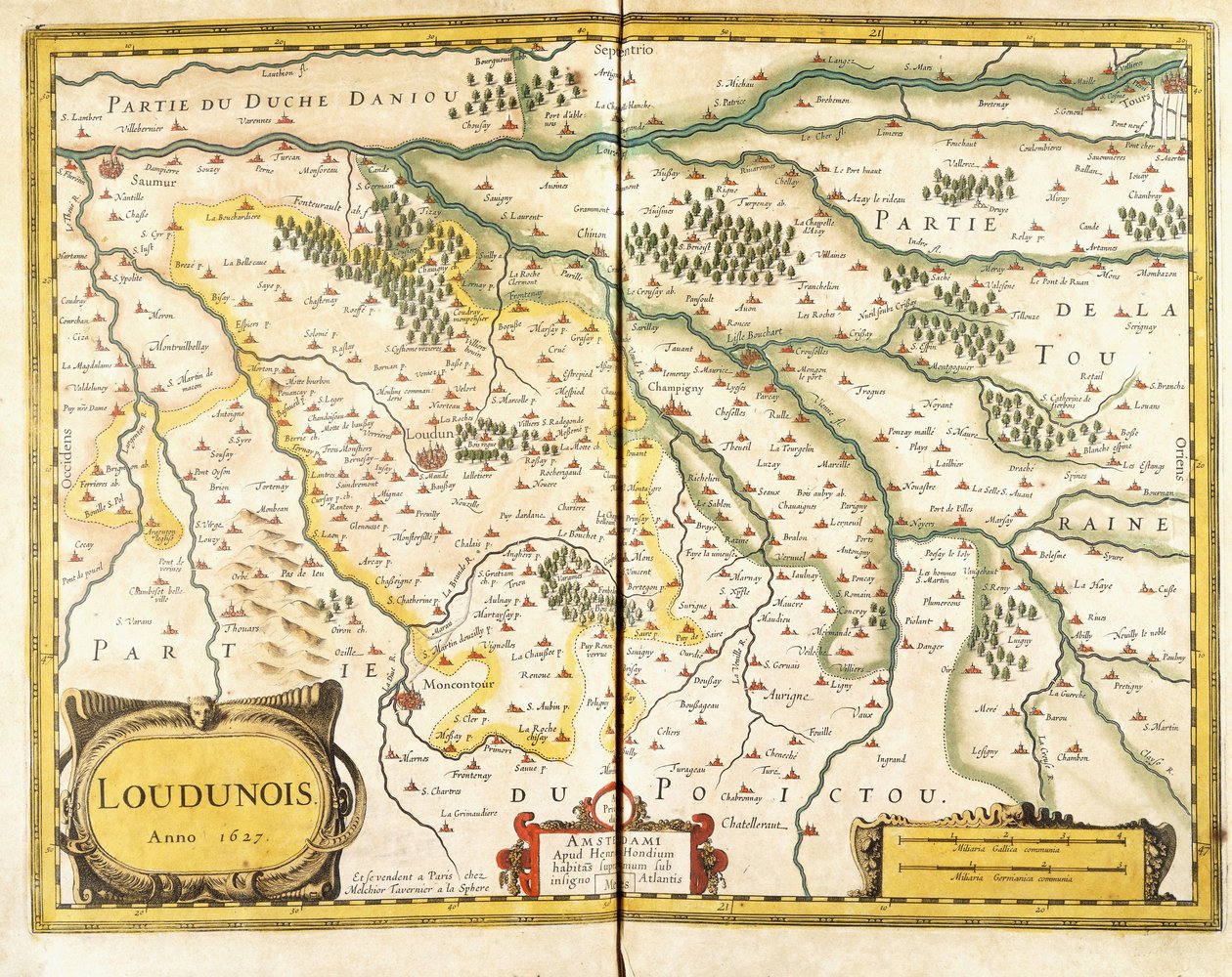 Carte du Loudunois en 1627, 1631 - European School