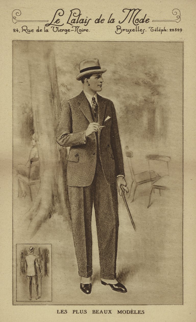 Mode masculine vers les années 1930 (lithographie) - European School