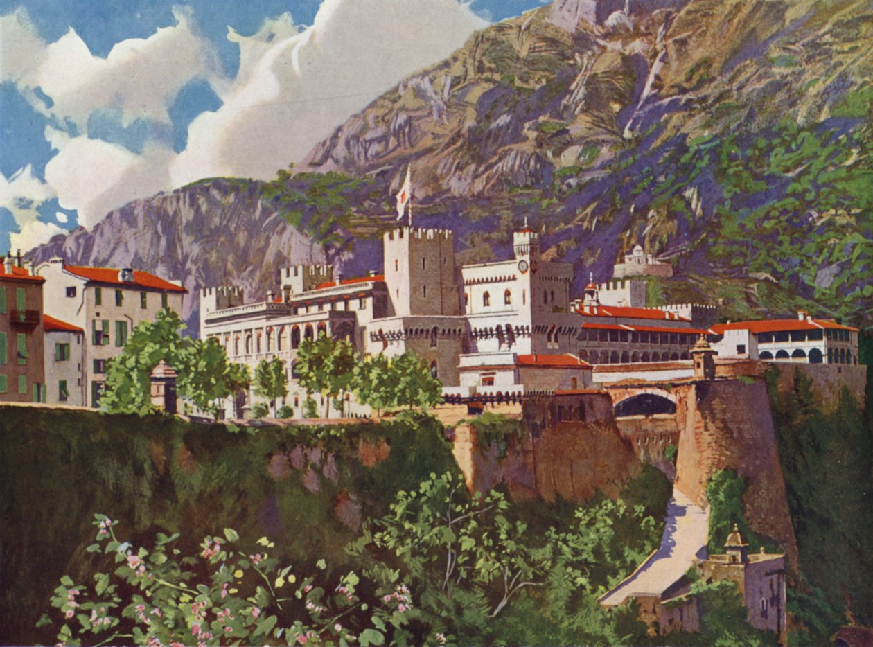 Monaco, Le Palais du Prince (colour litho) - European School