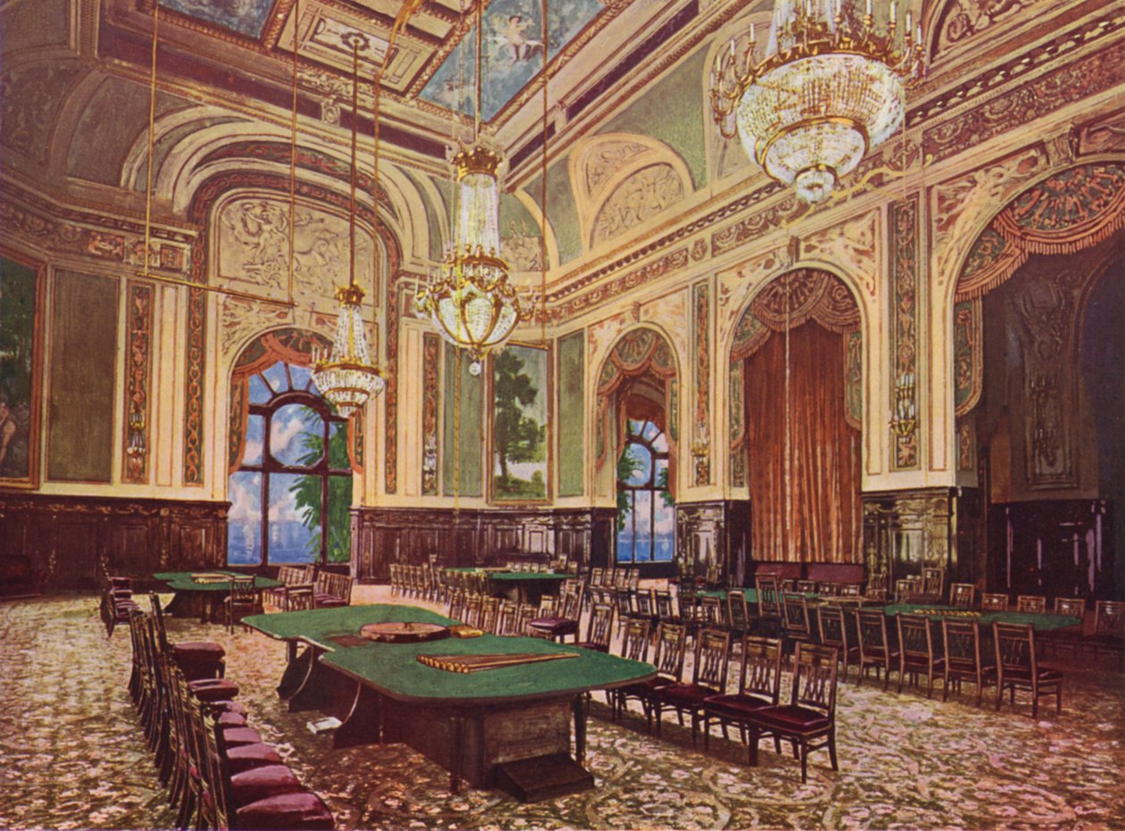 Monte-Carlo, La Nouvelle Salle (colour litho) - European School