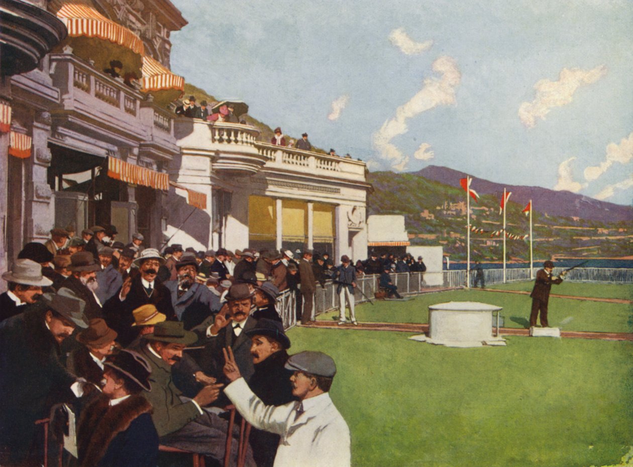 Monte-Carlo, Le Tir aux Pigeons (colour litho) - European School