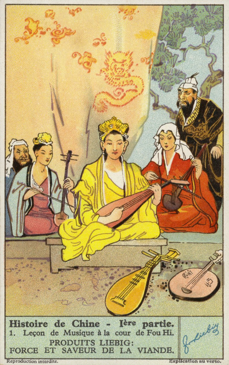 Leçon de musique à la cour de Fuxi (chromolitho) - European School