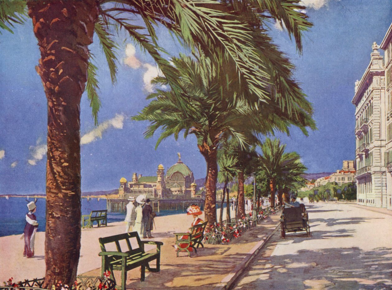 Nice, Promenade du Midi (colour litho) - European School