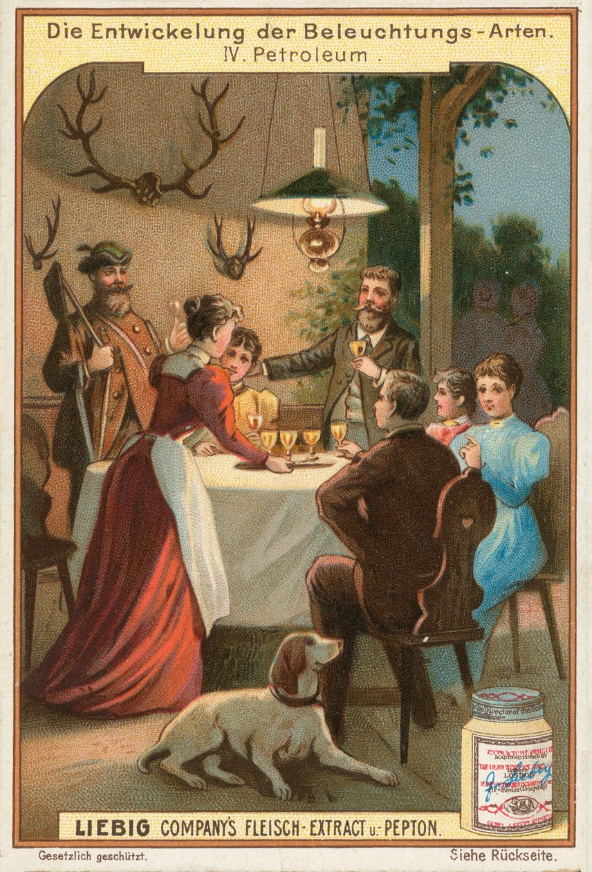Lampe à huile, carte de Liebig, début du 20e siècle (chromo) - European School