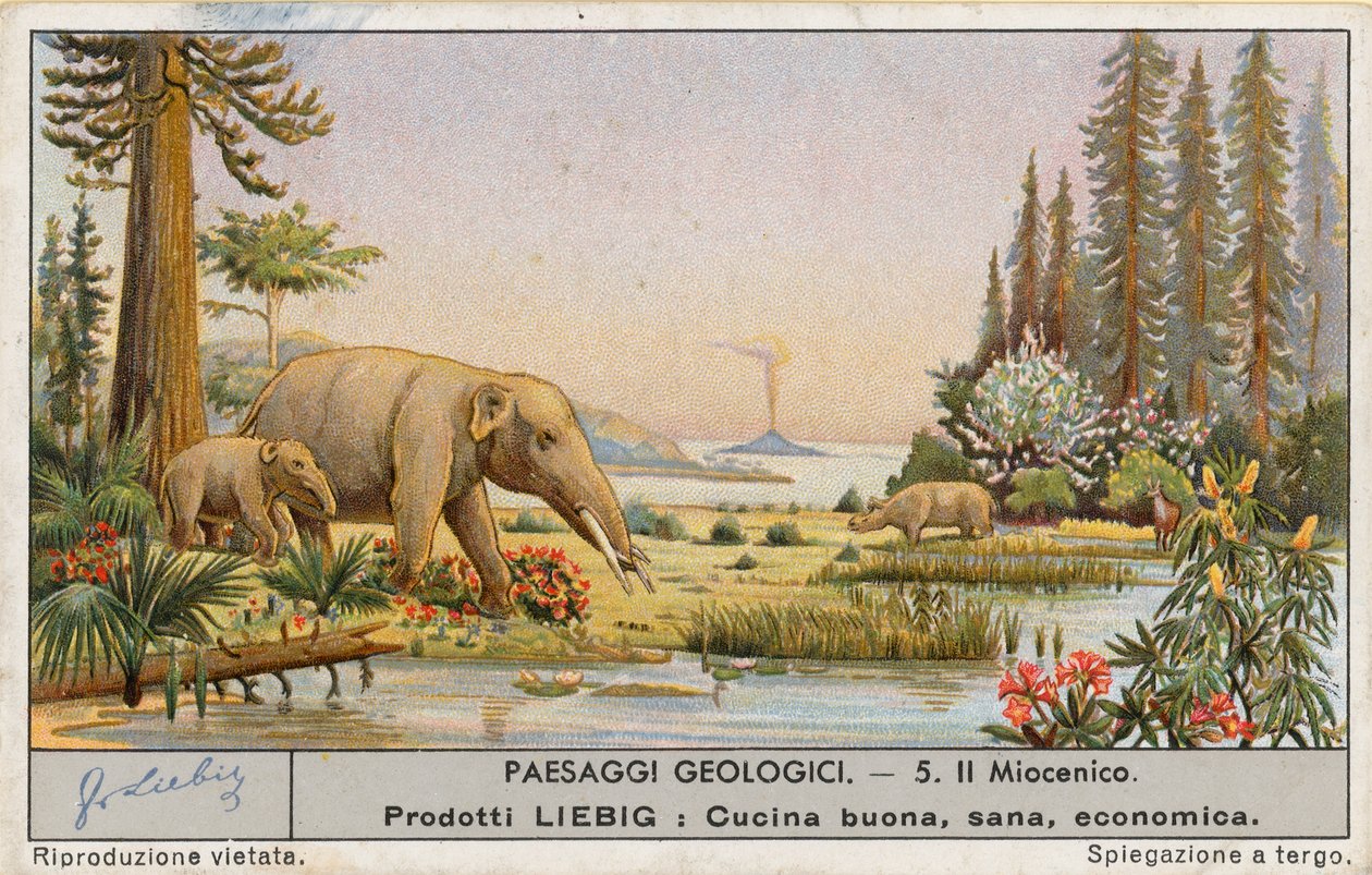 Monde préhistorique, carte de Liebig, début du 20e siècle (chromo) - European School