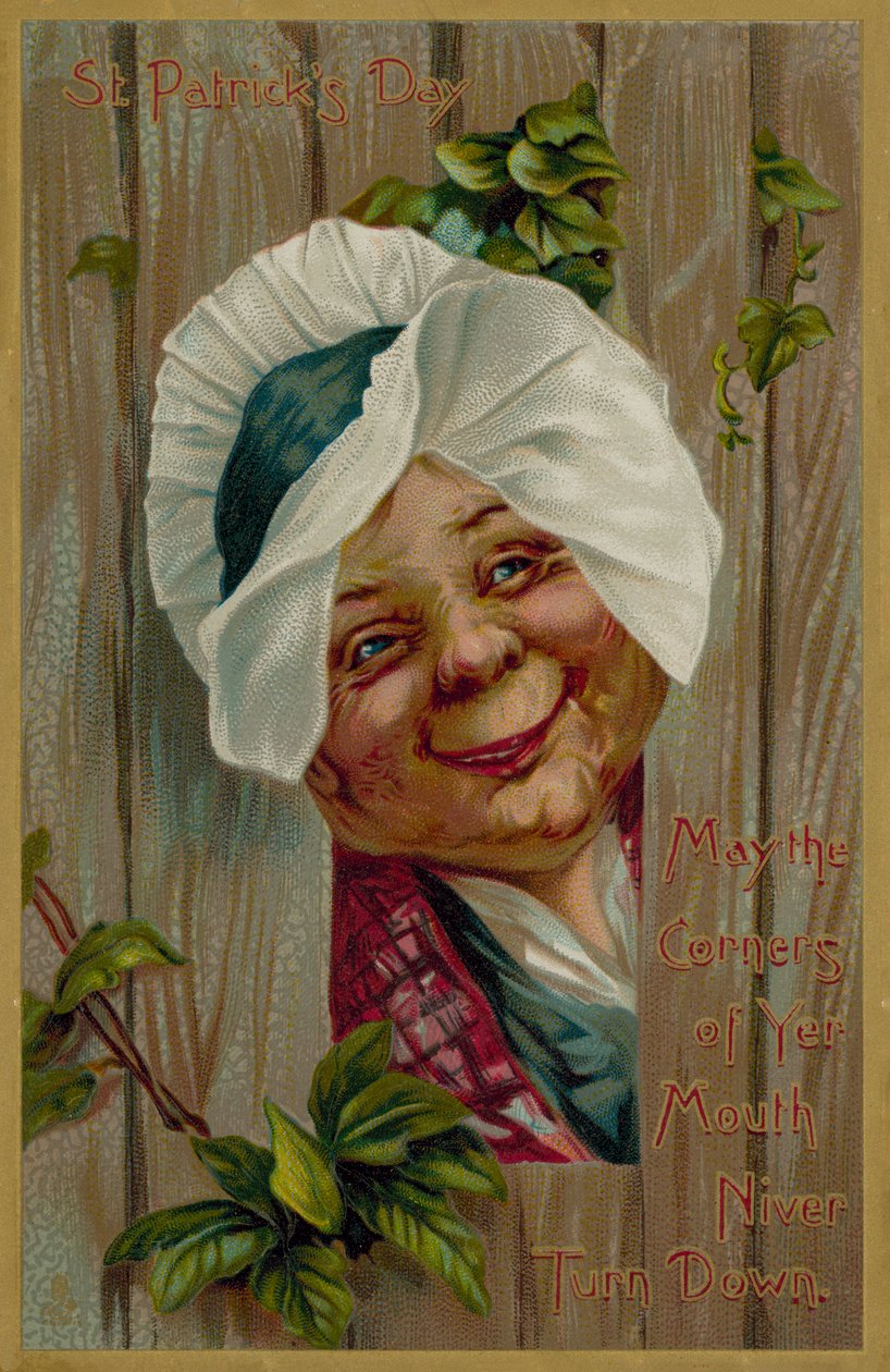 Carte de vœux pour la fête de Sir Patrick (lithographie couleur) - European School