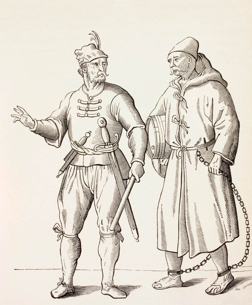 Soldat de galère du XVIe siècle avec un esclave de galère, vers 1880 - European School