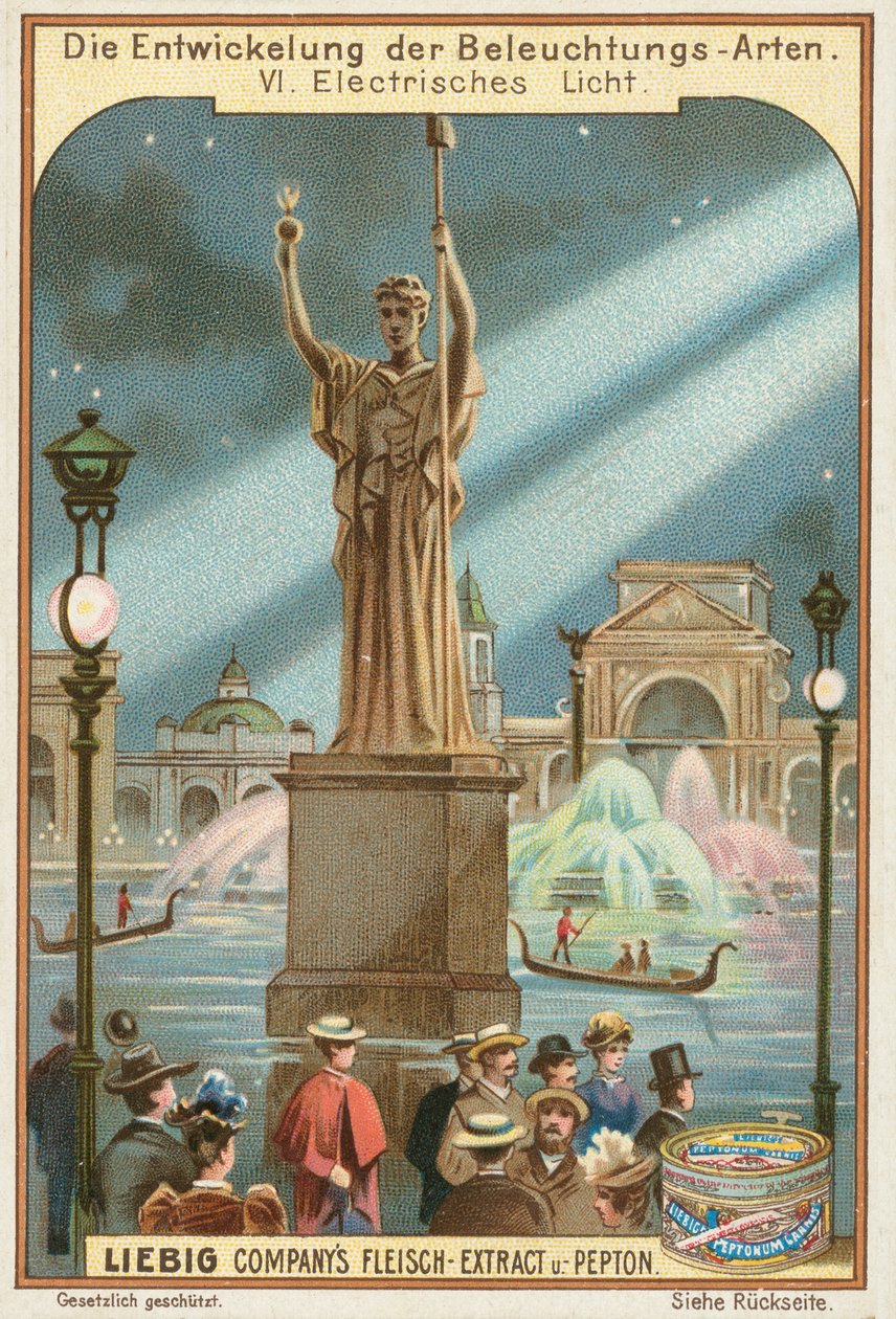 Lampadaires, carte de Liebig, début du 20e siècle (chromo) - European School