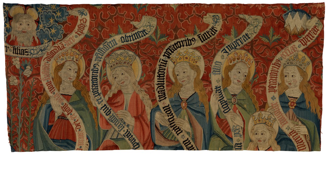 Fragment de tapisserie représentant le Tout-Puissant et six saintes femmes - European School