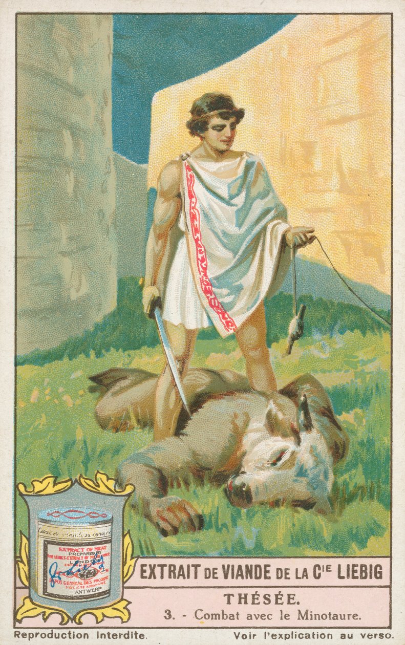 Thésée, carte de Liebig, début du 20e siècle (chromo) - European School