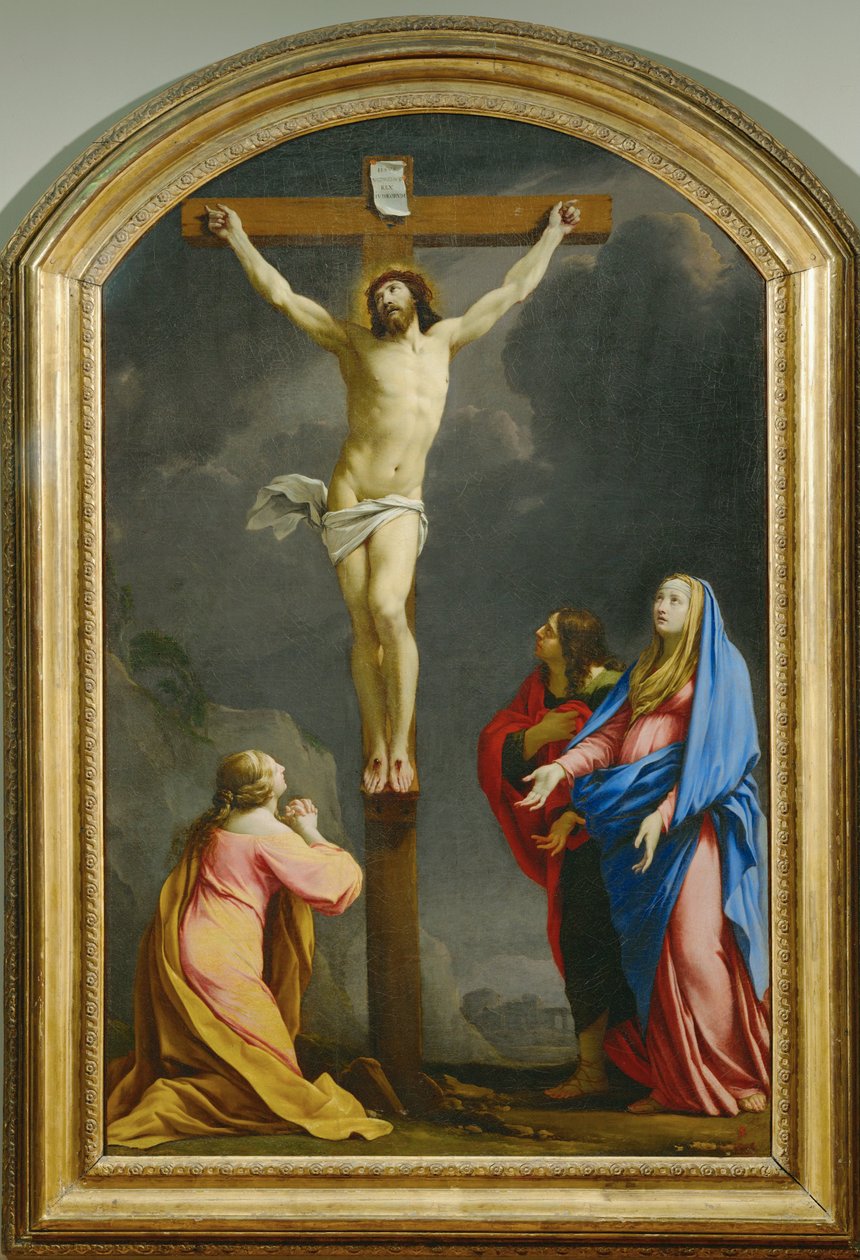 Le Christ en croix, entre la Madeleine, la Vierge et Saint Jean - Crucifixion … - Eustache (studio of) Le Sueur